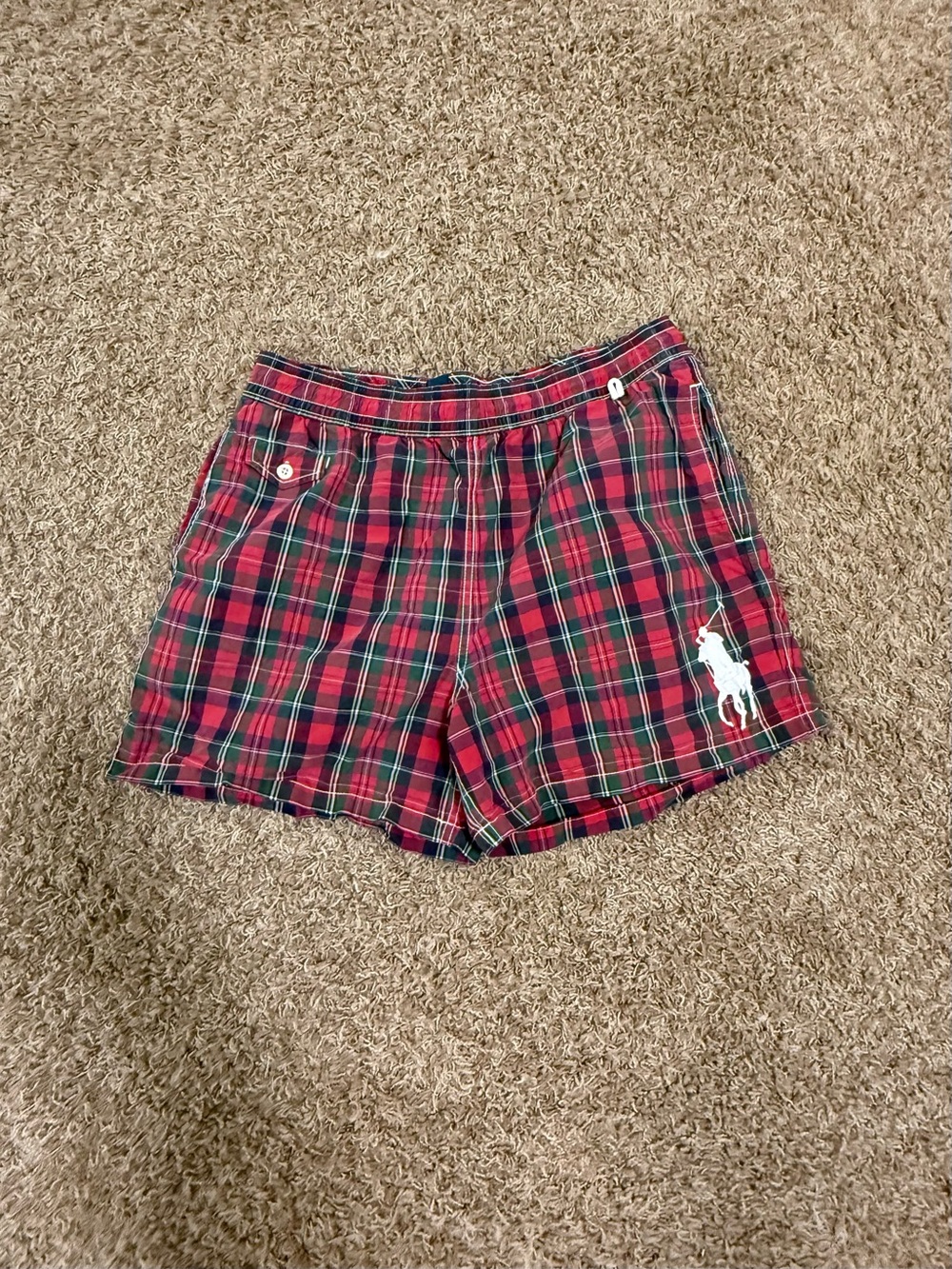 Polo by Ralph Lauren Red and Green Tartan Plaid Shorts